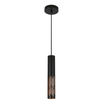 Zebbies Lighting Myles Black and Copper 1 Light Pendant