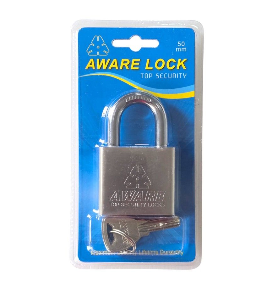 AWARE - Security Padlock Brass Mechanism Hardend Steel Body - 50mm