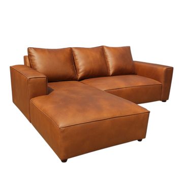 Sicily L Shape Couch - Leather - Winsor Tan - Right Sided