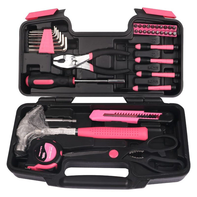 Miss Bliss Imports  39 Oiece Household Pink Hand Tool Set Hardware Hammer Pliers Screwdriver Tape