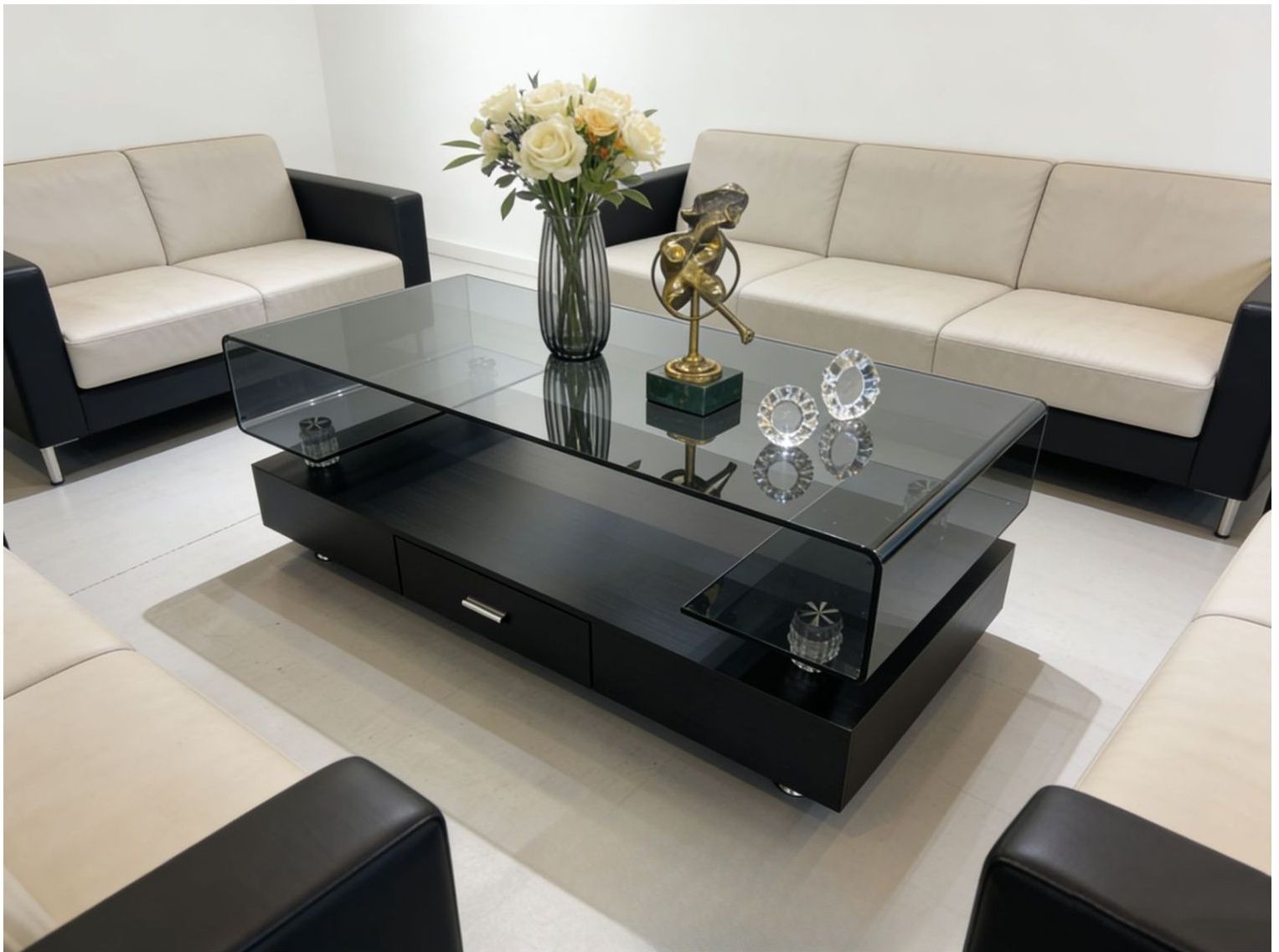 Modern Black Glass Coffee Table