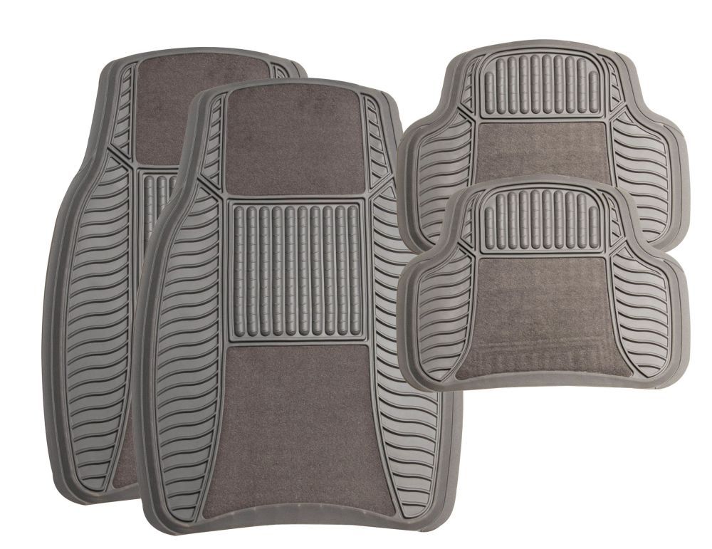 Stingray - 4Pc Rubber/Velour Mat Set - TT8110 (Grey)
