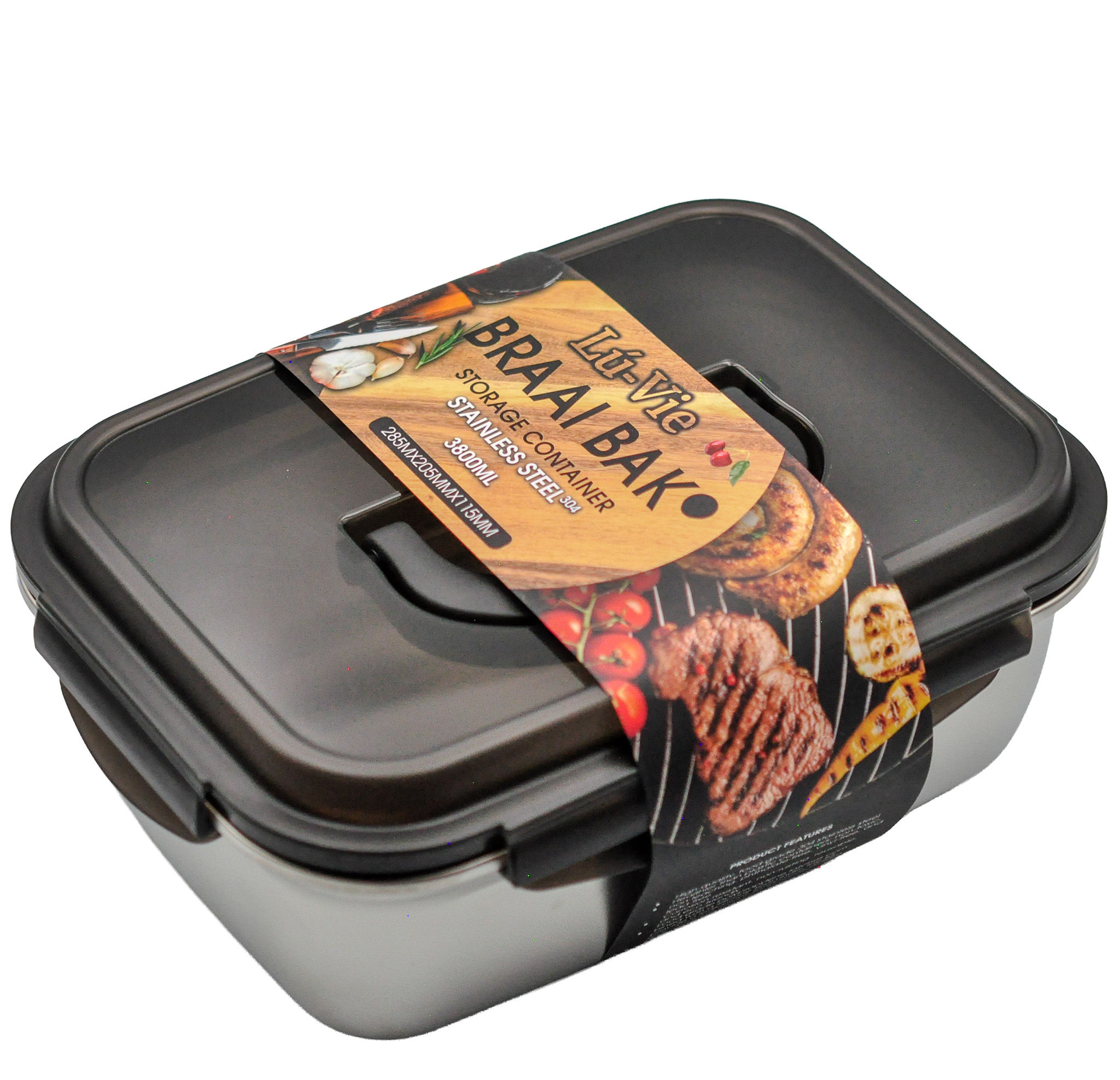 BRAAI BAK - Stainless Steel Food Storage Container - 3.8L