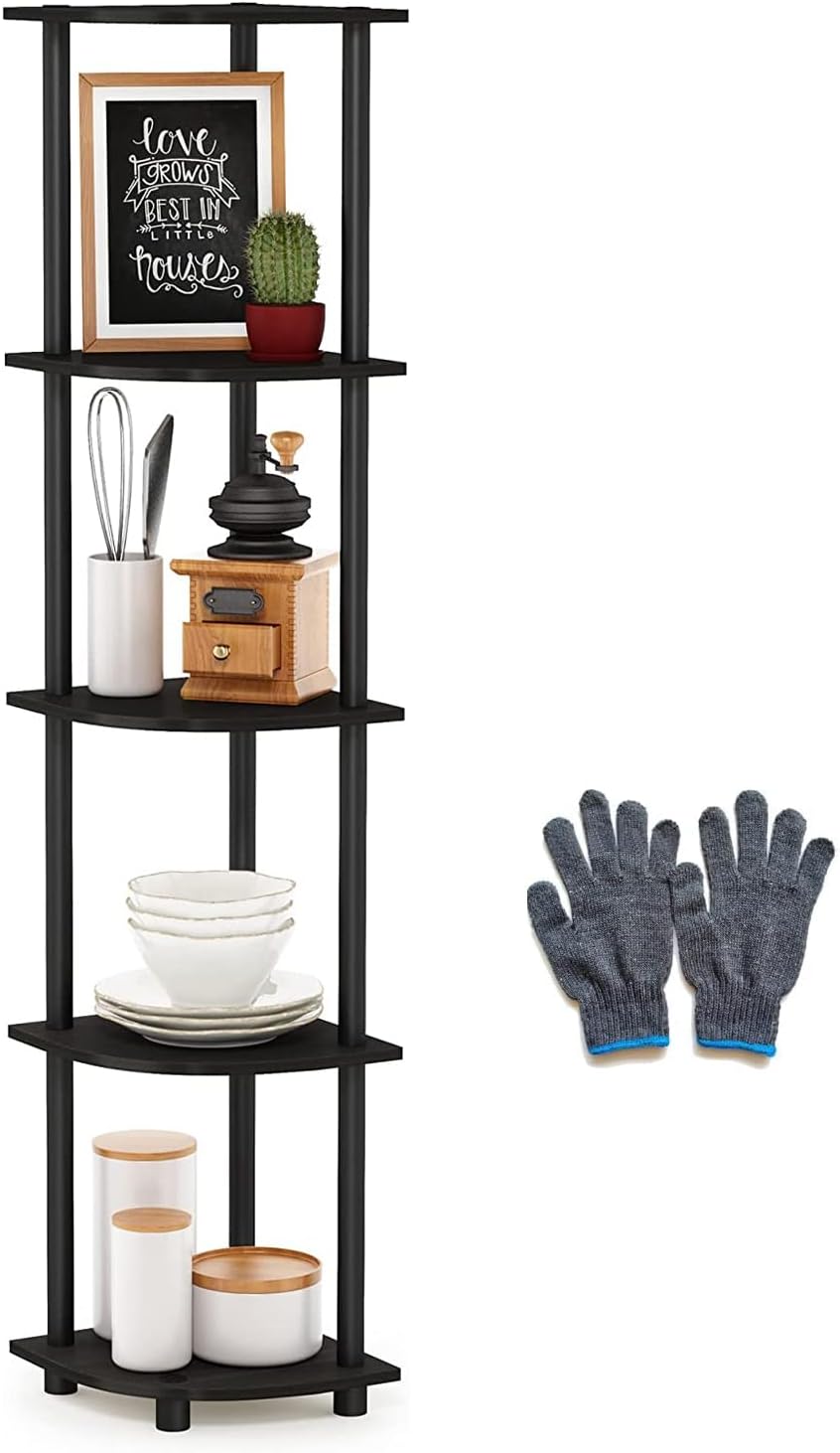 5 Tier Corner Shelf Bookshelf Display Rack Plant Stand Shelves-Multipurpose - Espresso Black