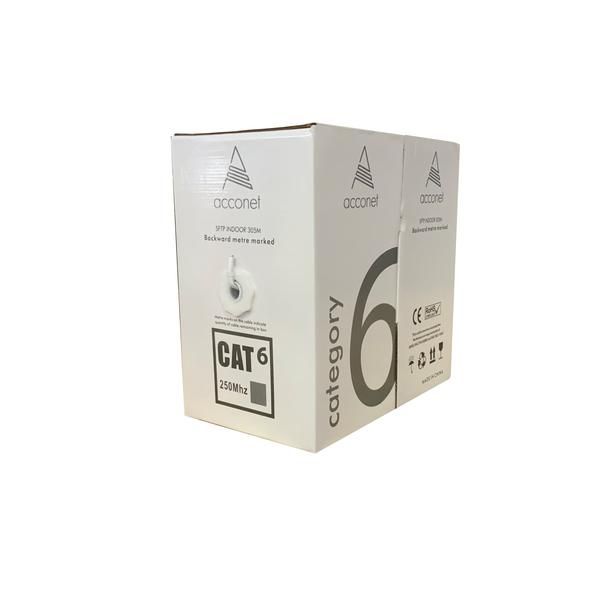 Acconet Cat6 Cable, 305M Pull Box, Cca, Grey White, Sf Tp, Foil, Braiding (Indoor Use)