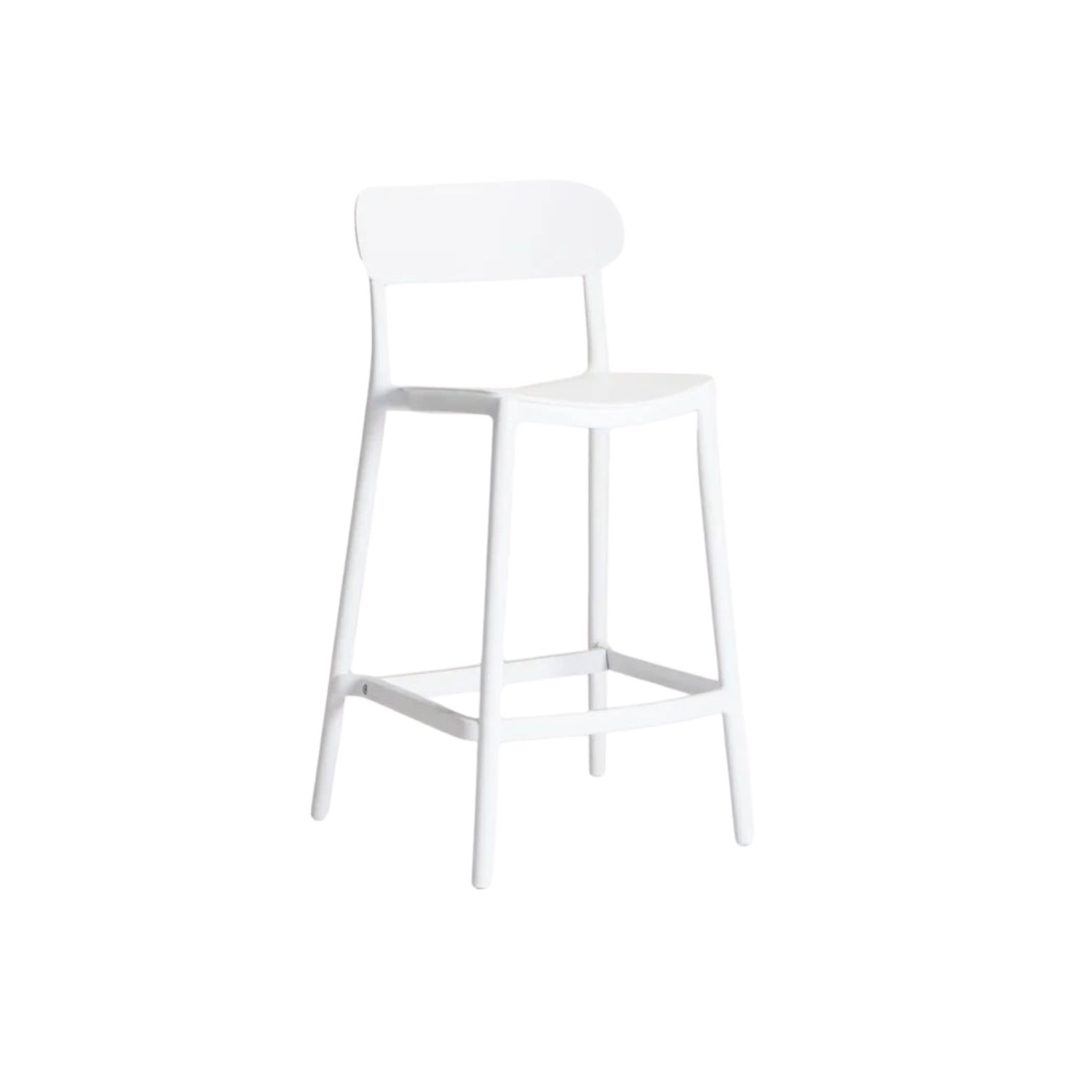 Modern Polypropylene Kitchen Stool - White