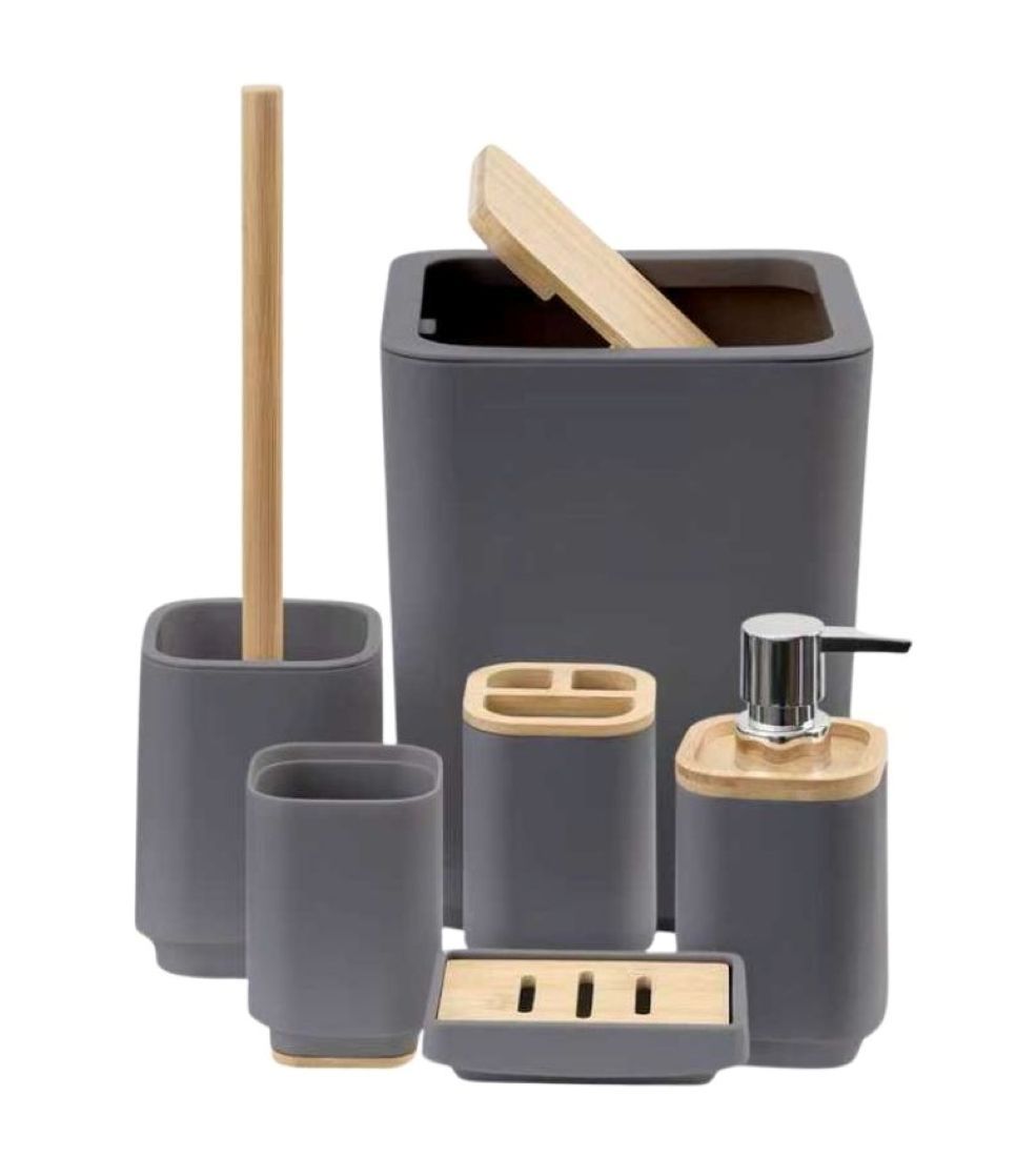 Modern Matte Bathroom Accessory Set – 6-Piece-Dark Grey
