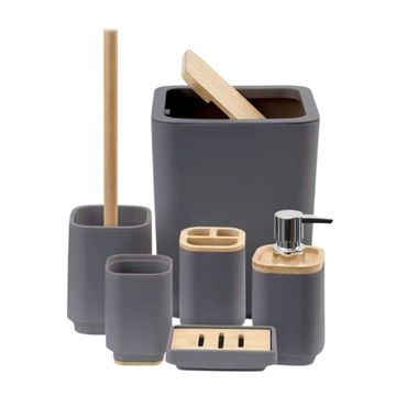 Modern Matte Bathroom Accessory Set – 6-Piece-Dark Grey