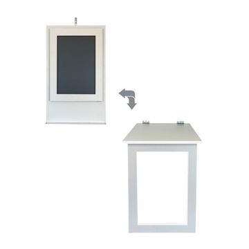 SpaceSave Fold Up Wall Mounted Desk & Blackboard 100x60cm - White