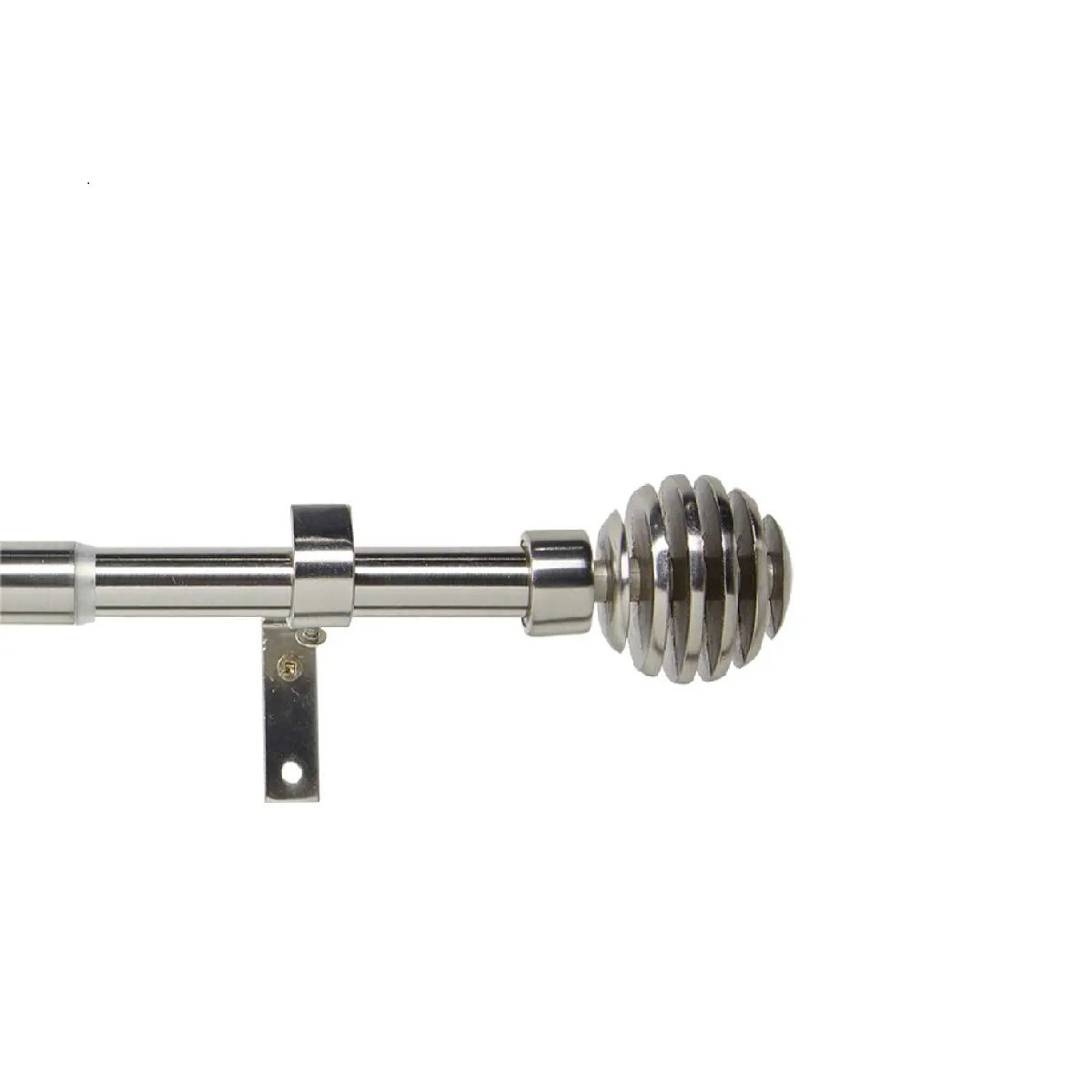 WOODLY Curtain Rod Set, Steel, Expandable, Spiral Finial, Silver, 1.2m - 2.1m