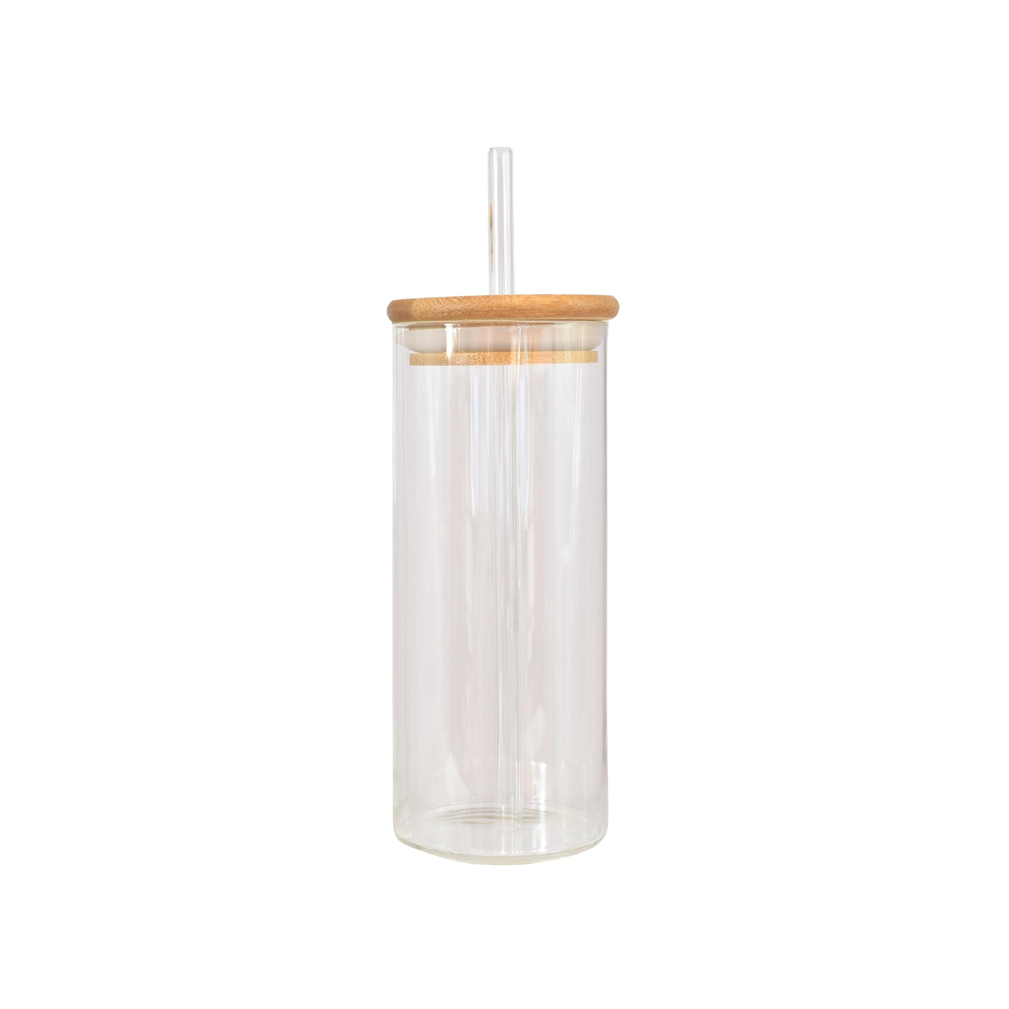 400ML Glass Tumbler Cup with Bamboo Lid and Glass Straw