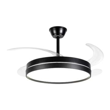 42 Inch 4 ABS Blades Modern Led Retractable Ceiling Fan With Light-Black