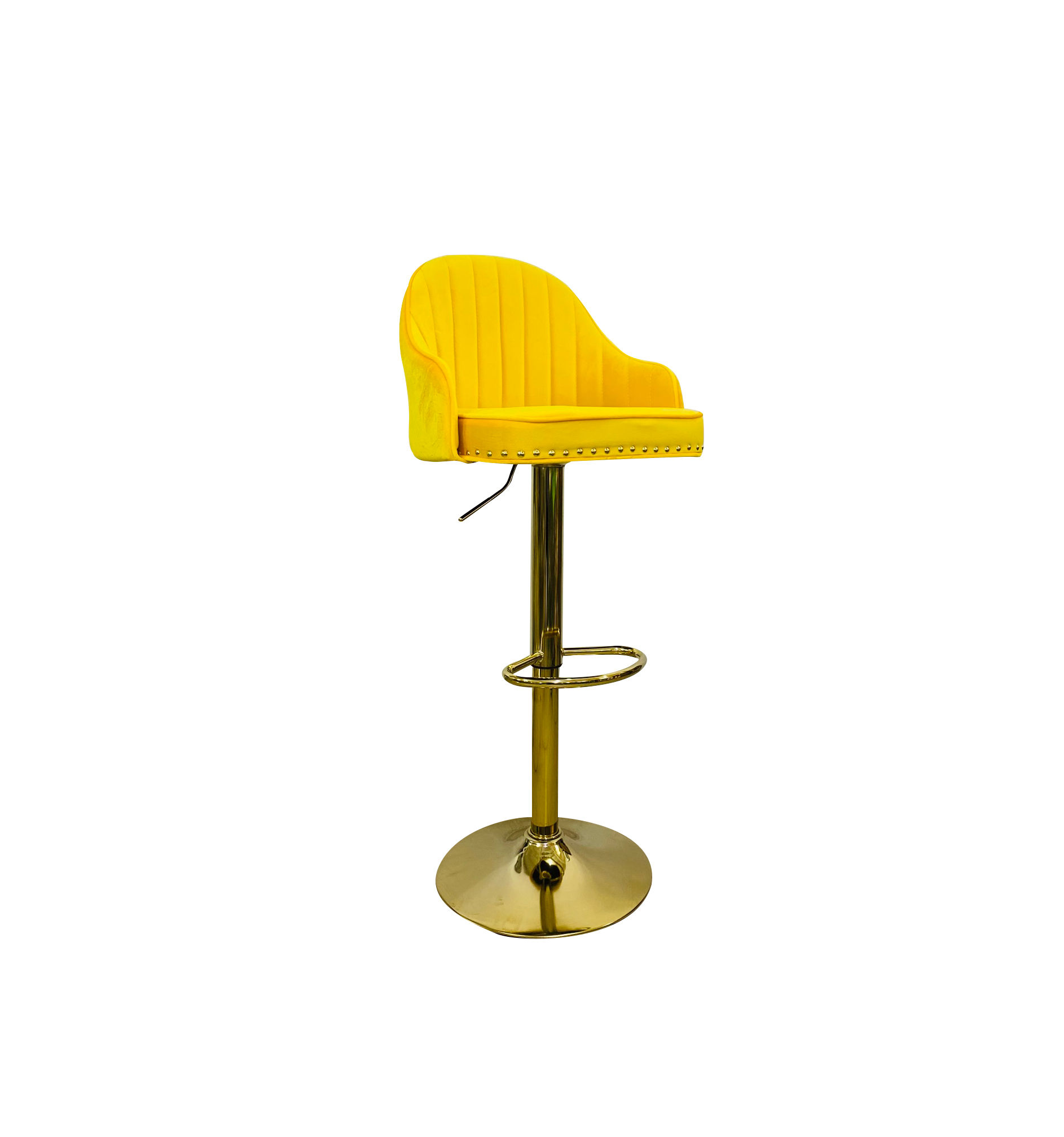 KC FURN-Radack Velvet Bar Chair with Gold Frame, Mustard Yellow