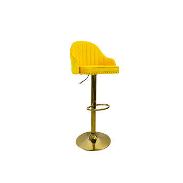 KC FURN-Radack Velvet Bar Chair with Gold Frame, Mustard Yellow