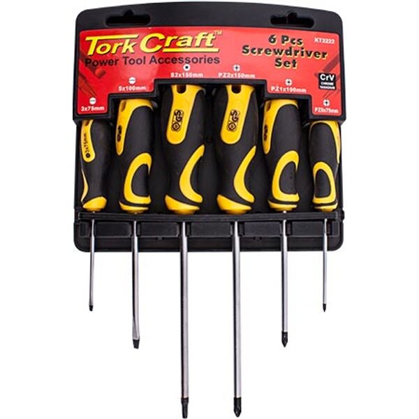 6Pc Screwdriver Set With Wall Mountable Rack S2 Pz Sl