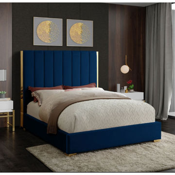 Harper Sleigh Bed Double -Blue