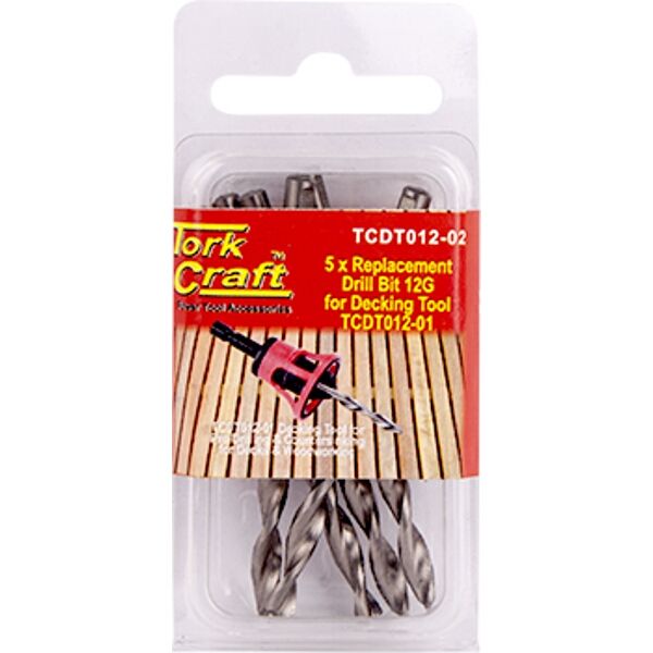 Replacement Drill Bits 12G X 5Pc For Decking Tool Tcdt012-01