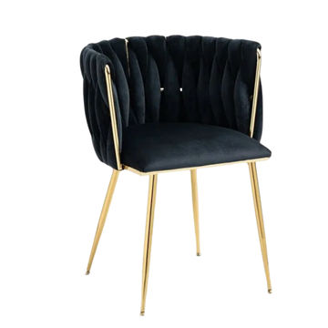 KC FURN-Wide Velvet Barrel Chair (Black)