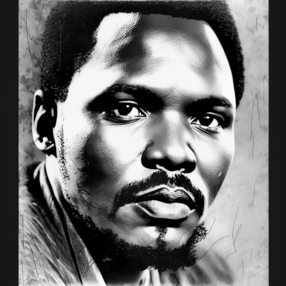 Canvas Wall Art - Canvas Wall Art – Steve Biko Pencil Drawing  - B1131 - [120 x 80 cm]