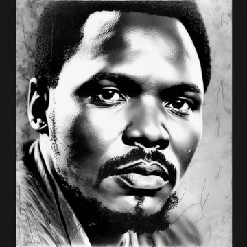 Canvas Wall Art - Canvas Wall Art – Steve Biko Pencil Drawing  - B1131 - [120 x 80 cm]