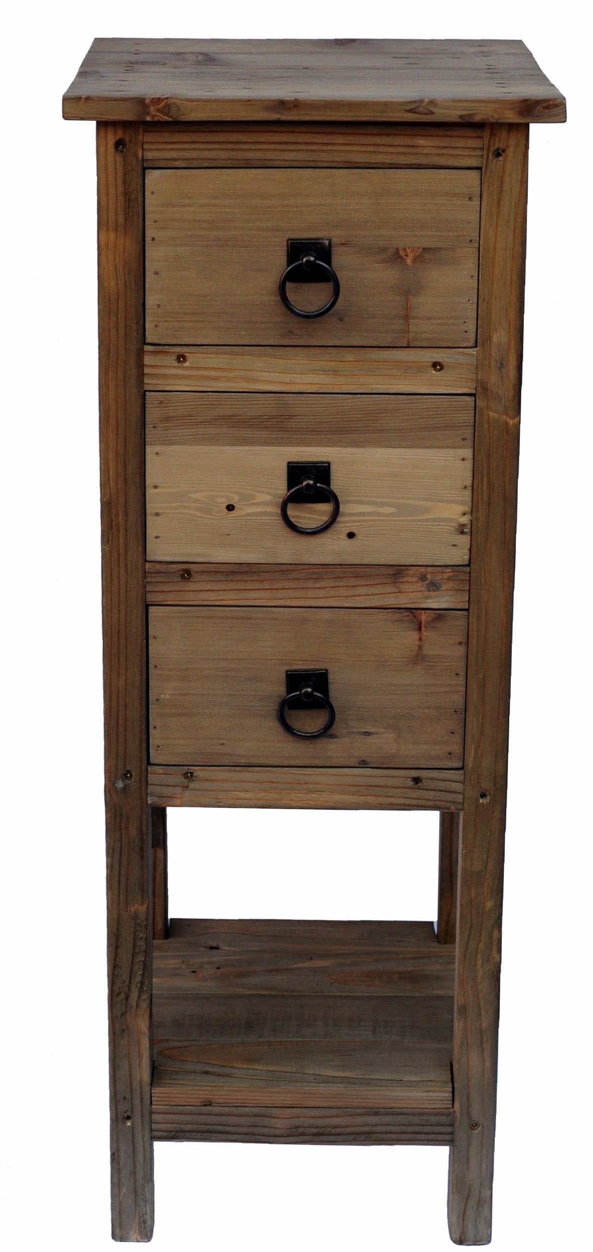 Ngoni2 Classic Tall Slim Accent Table with 2 Drawers & Shelf Stand