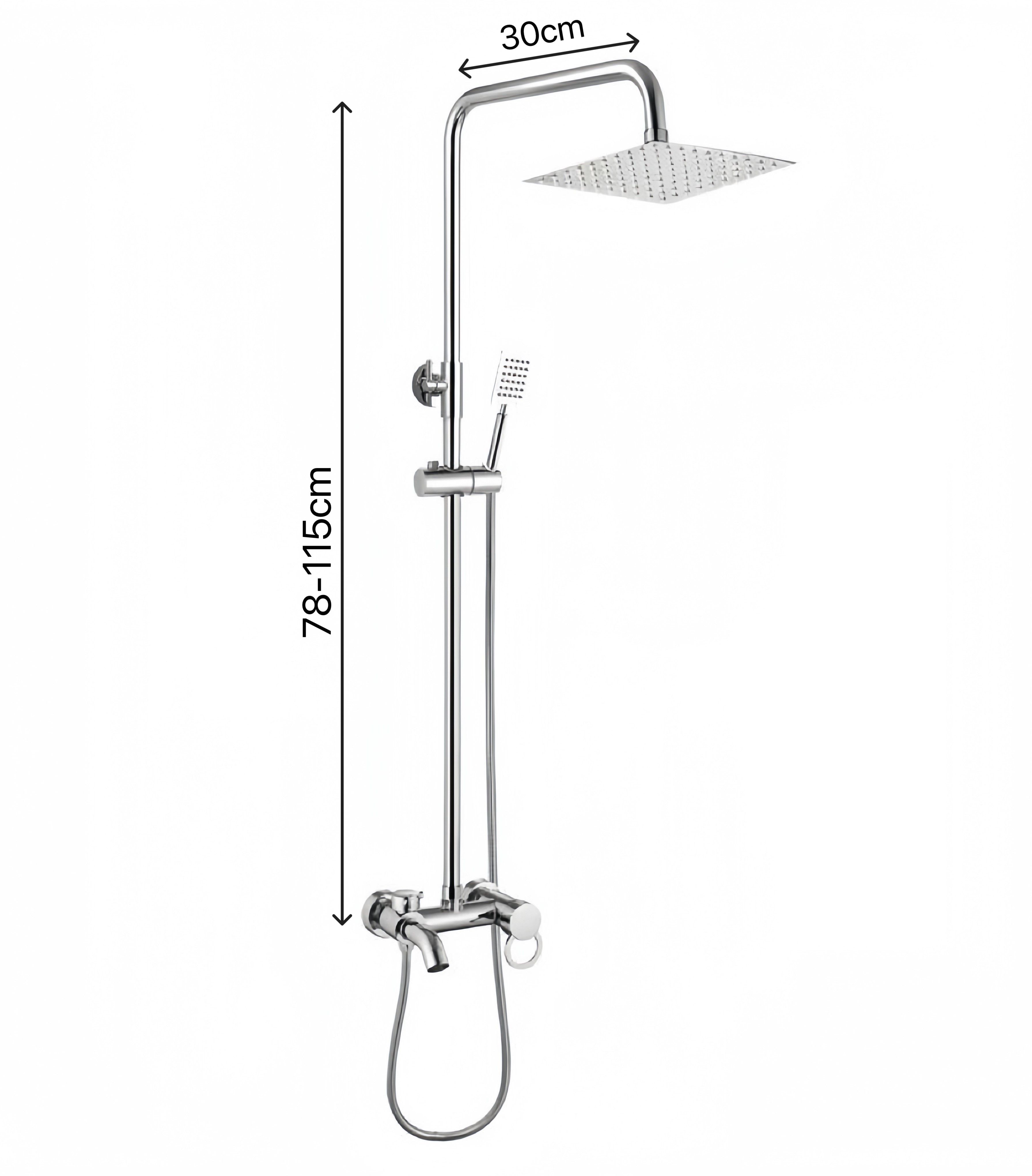 Stainless Steel Adjustable Full Shower Unit Set (Square)