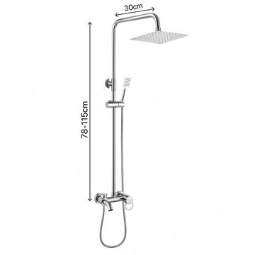 Stainless Steel Adjustable Full Shower Unit Set (Square)