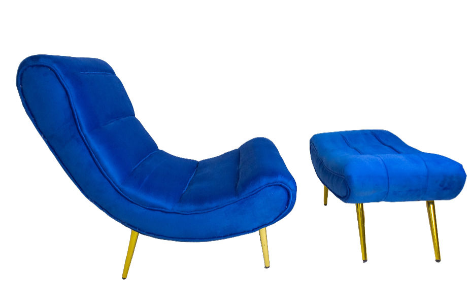 Imola Relaxer Chair With Foot Stool -Royal Blue