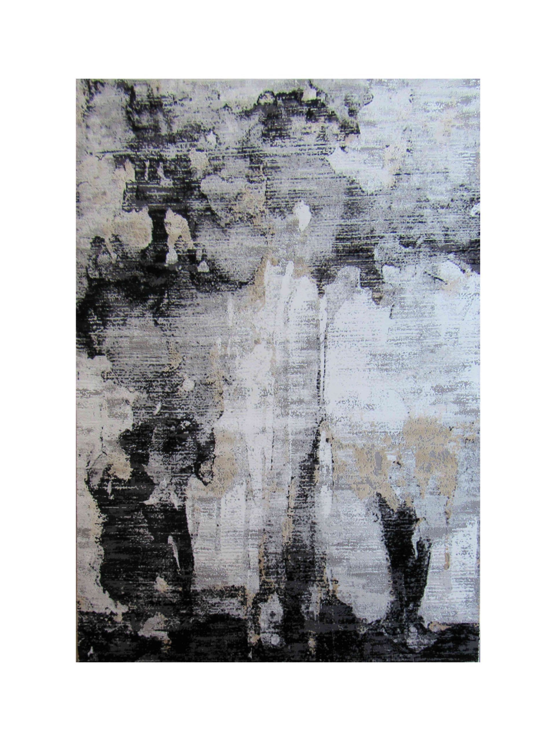 BK Carpets & Rugs – Modern Sandy Dune Rug  - Black  -  Beige   - White-   2m x 2.9m