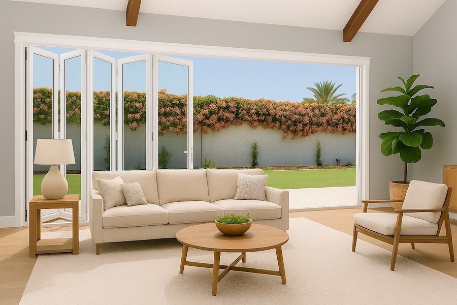 Kenzo - SFD5FG6RW - Aluminium Fold A-Side Door 3mx2.1m White Open to Right Viewed From Outside