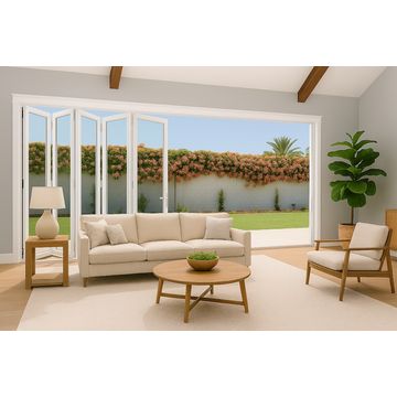 Kenzo - SFD5FG6RW - Aluminium Fold A-Side Door 3mx2.1m White Open to Right Viewed From Outside