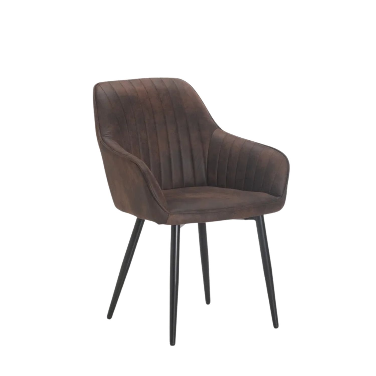 Upholstered Fabric Dining Chair with Metal Legs - Brown