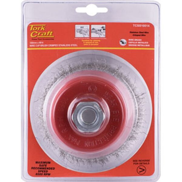 Wire Cup Brush 100 X M14 Crimped Stainless Steel Tcw