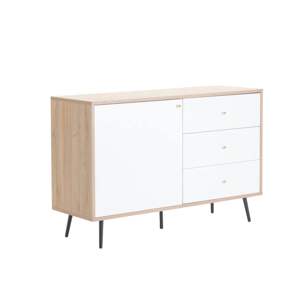 Vividitto - Markini 1 Door 3 Drawer Sideboard - Oak/White