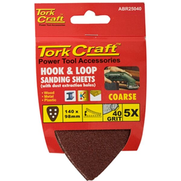 Sanding Triangle 40 Grit 140 X 140 X 98Mm 5/Pack W/H Hook And Loop