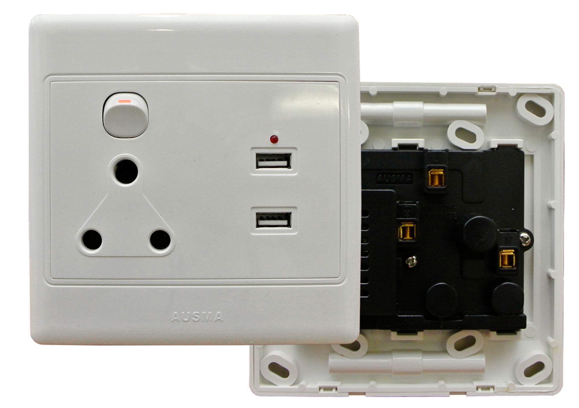 Single Wall Socket With 2X Usb Charging Ports - 1X 16A Sa