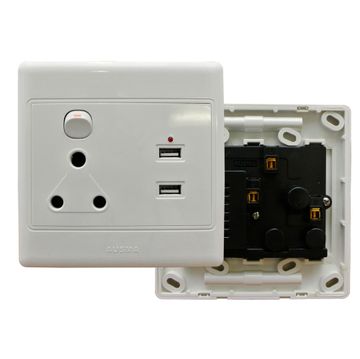 Single Wall Socket With 2X Usb Charging Ports - 1X 16A Sa