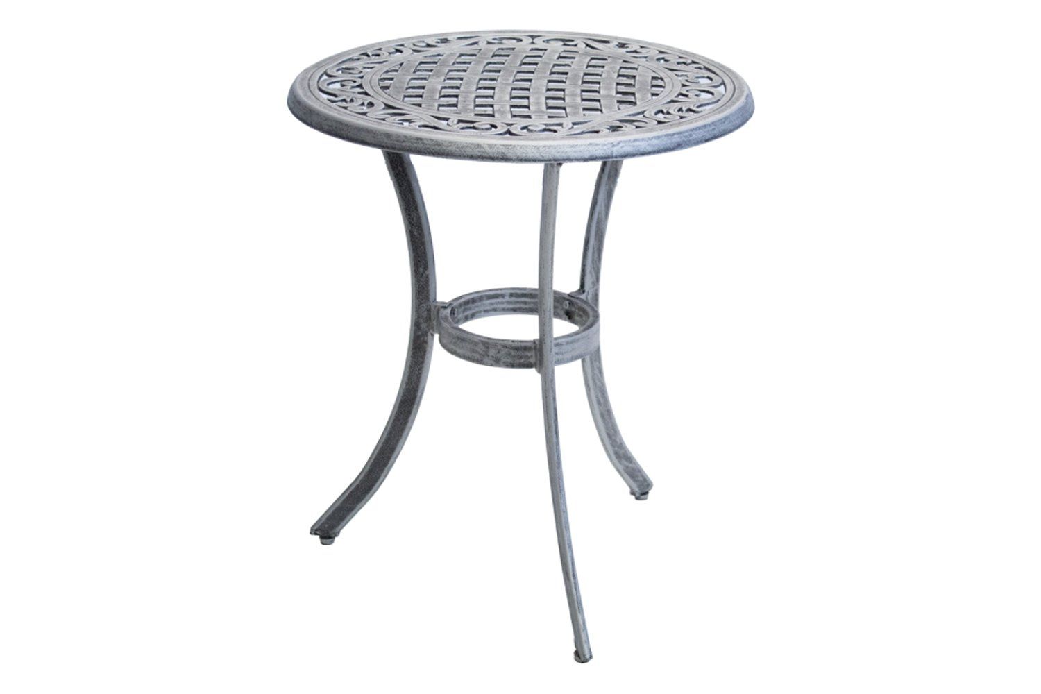 Coral Aluminium Dining Set 2-Seater 600mm Round - Silver, Charcoal Cushions
