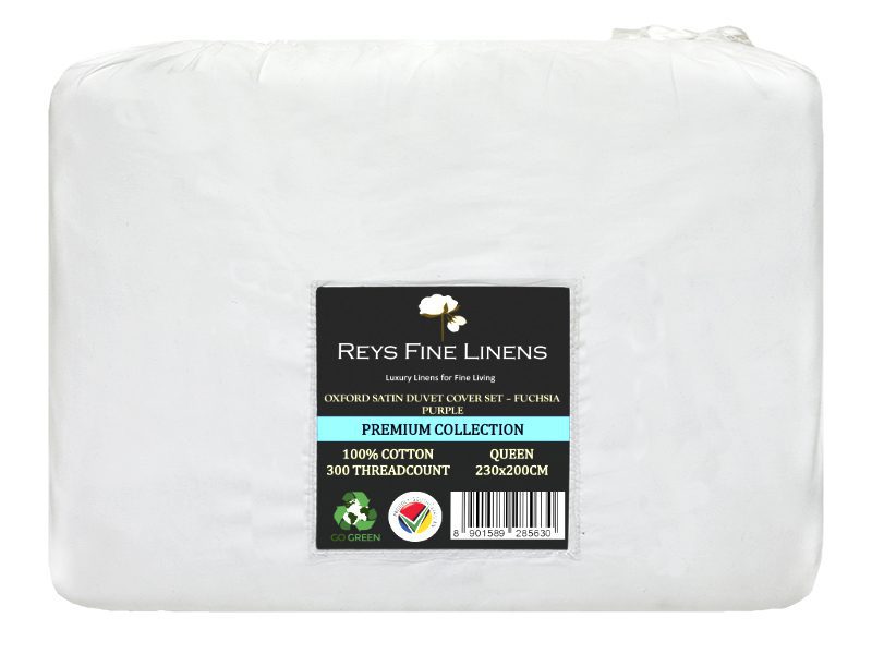 Rey's Fine Linen - Premium Collection - Oxford Fuchsia Purple Satin Stitch Duvet Cover Set -06 Pc Pack - Double