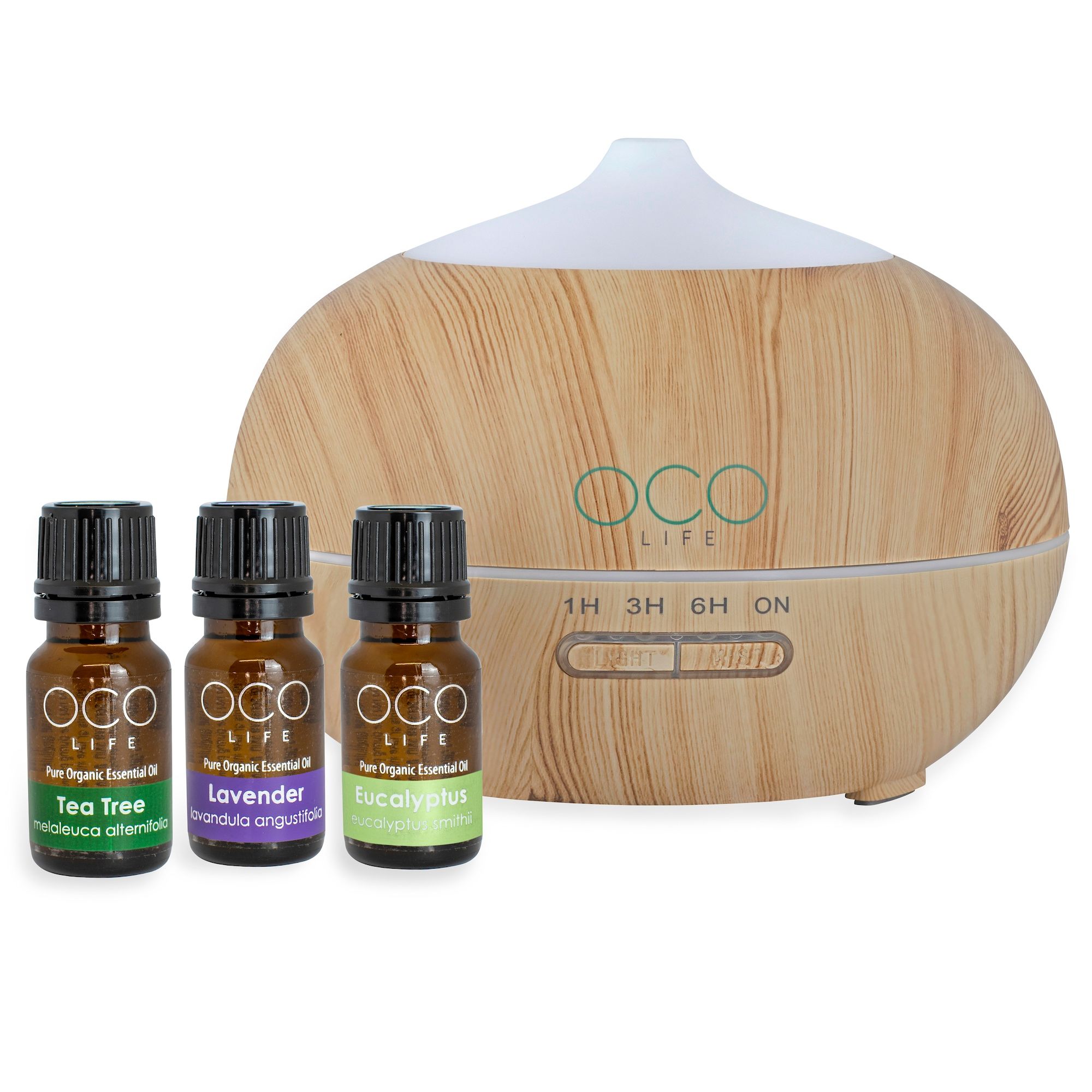 OCO Life Ultrasonic Diffuser 400mls and Home Essential Kit 3 Oils (LW)
