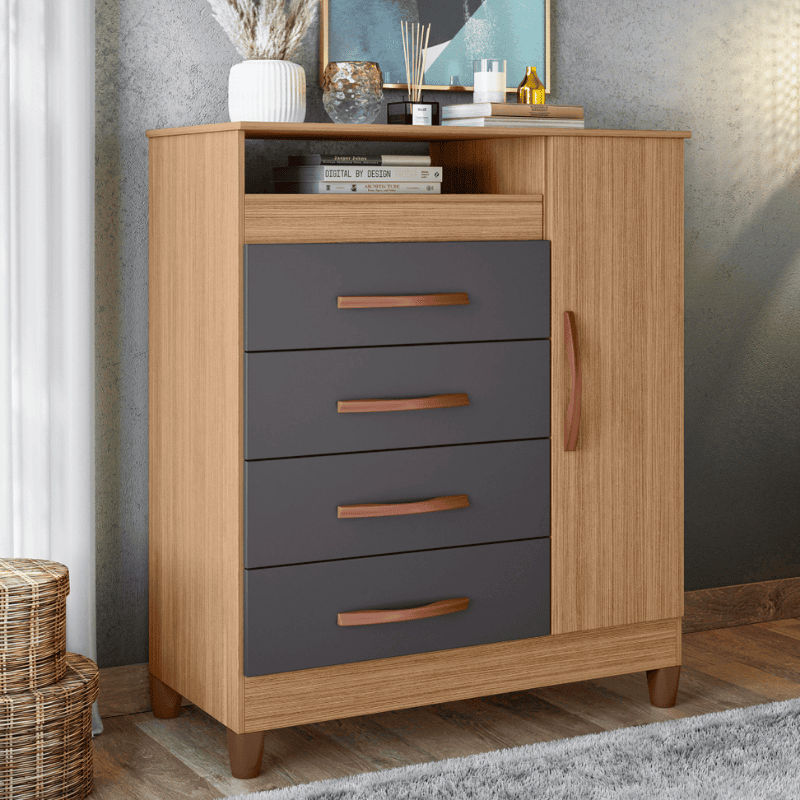 Turquoise Chest of Drawers Nature/Titanium