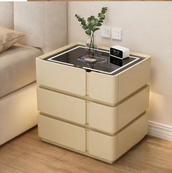 LBM FURN-Smart LED Nightstand Wireless Charger- Beige