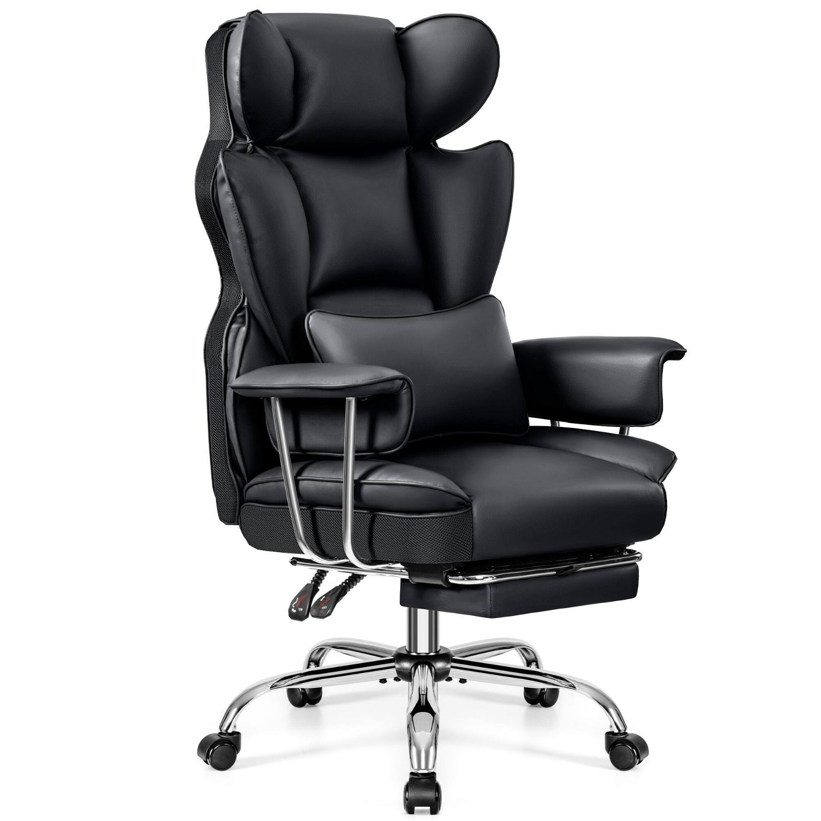 LBM FURN- Ergonomic Faux Leather Office Chair- Black