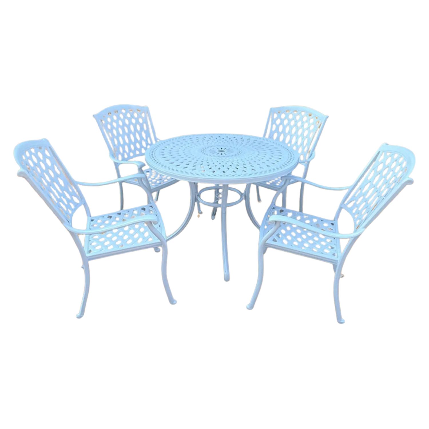 Tuscan Aluminium Dining Set 4-Seater 1000mm Round (White)