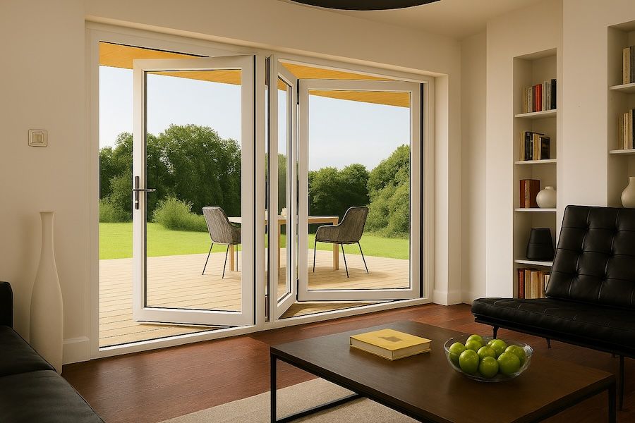 Kenzo - SFD3FG7LW - Aluminium Fold A-Side Door 2.1mx2.1m White Open to Left Viewed From Outside