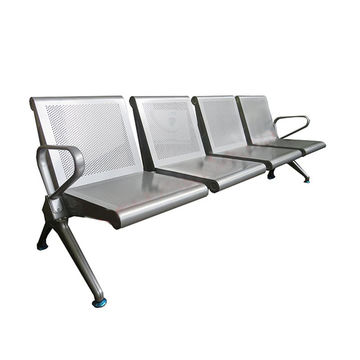 Vividitto - 4 Seater Matte Silver Waiting Area Bench