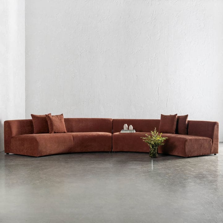 DUO CURVED 2 PCE SOFA - Brown