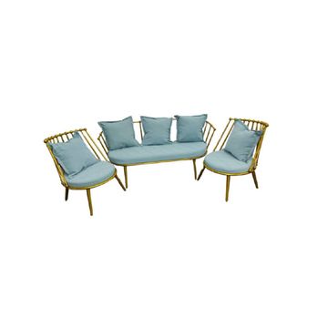 The Wrought Iron Living Room Set (Blue) - Waterproof