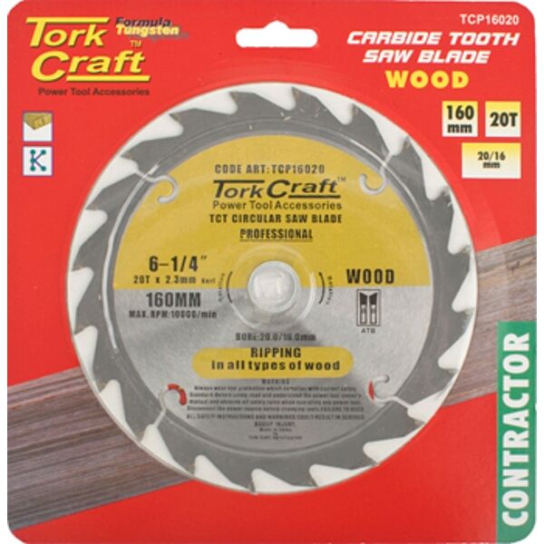 Blade Contractor 160 X 20T 20/16 Circular Saw Tct