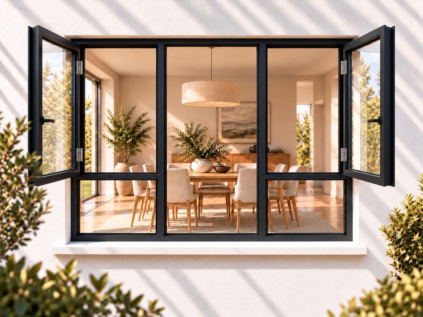 Kenzo Premium Side-Hung Aluminium Window - Charcoal, 1800 1800 mm, Double Side Opener with Fixed Bottom Panes